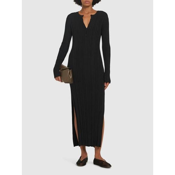 Loulou Studio Eldara Rib Long Dress in Black XS - Picture 1 of 4